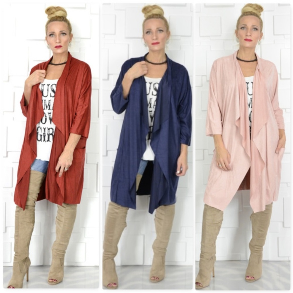 FAUX SUEDE CARDIGAN - Picture 3 of 3